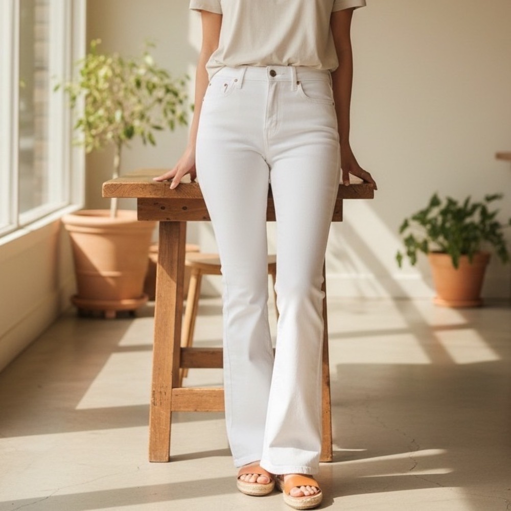 Topshop Moto Tally White Flare Jeans 90s‎ Y2K retro inspired classic W25 L32